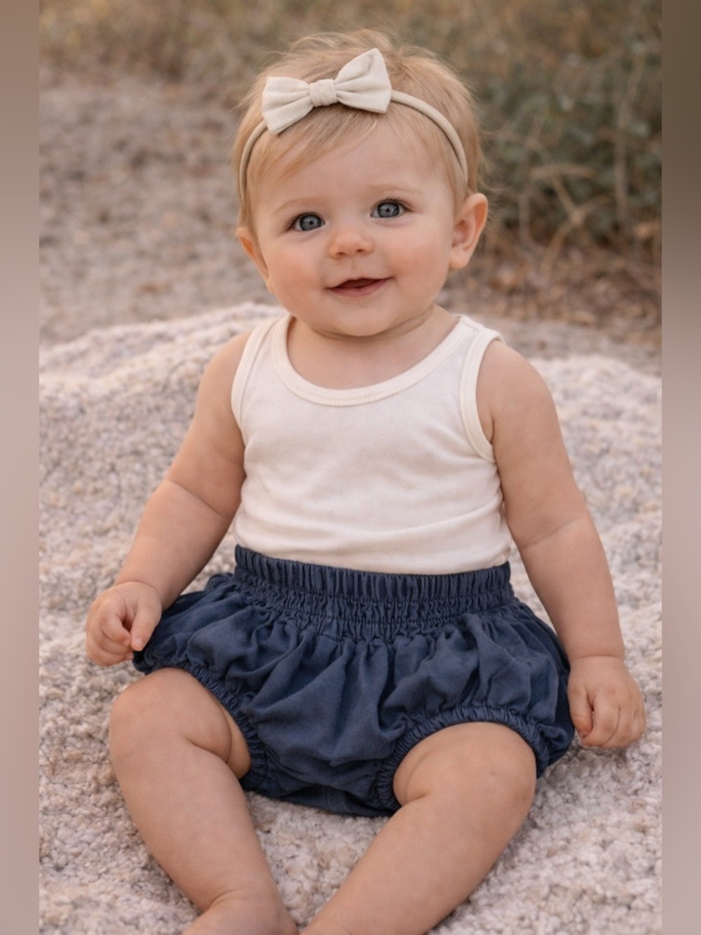 kate quinn Navy Blue Ruffled Baby Bamboo Shorts
